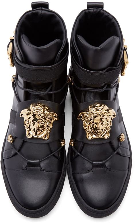 versace black leather medusa sneakers|Versace Medusa shoes women.